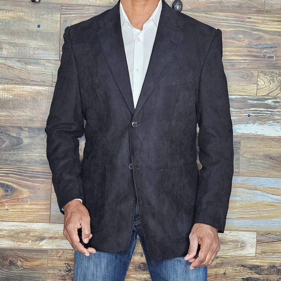 Pronto Uomo Faux Suede Black Blazer Sport Jacket Size M *EXCELLENT*
